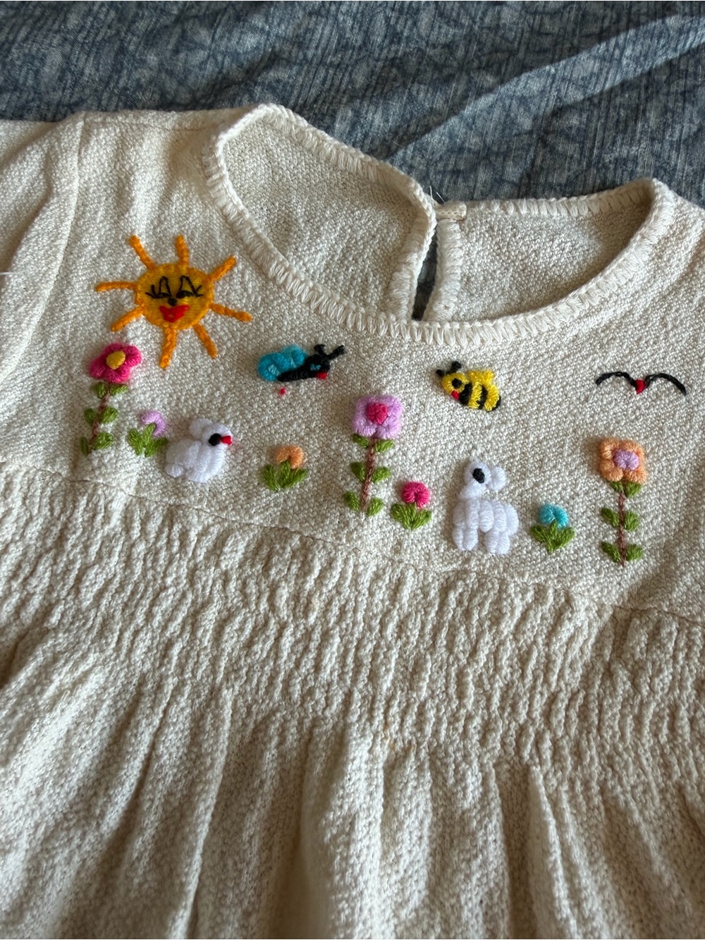 Handmade FROM PERU Embroidered Knit Dress for Girls